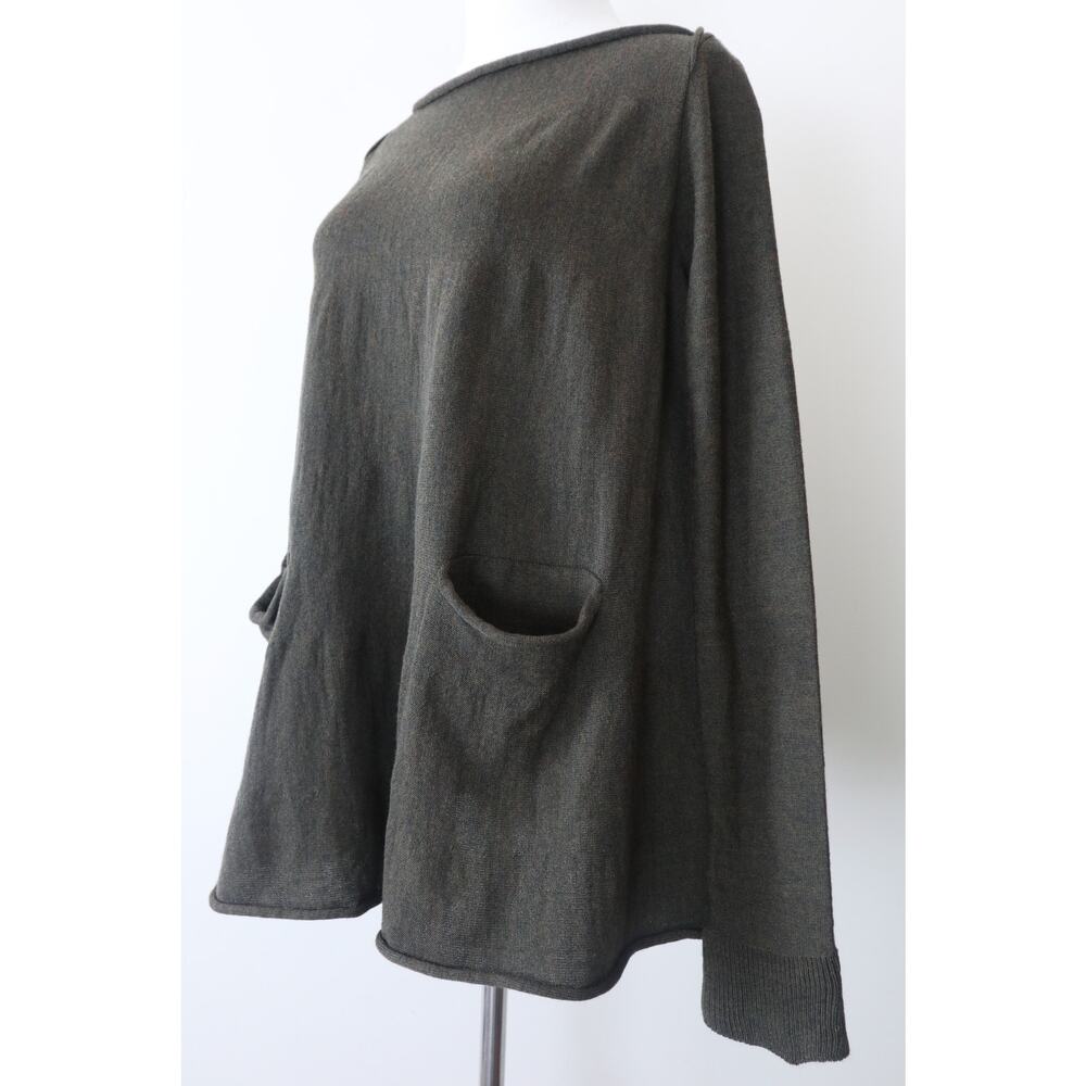 Hannes Roether Size M Merino Wool A-Line Sweater Tunic Pockets Green - Picture 6 of 14